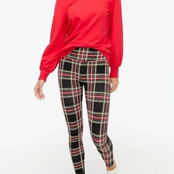 crew plaid leggings tartan everyday size red nwt full-length womens holiday new - Picture 1 of 7